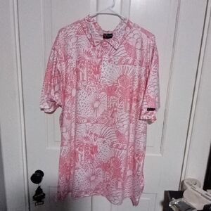 Casual Pink Graphic Polo Shirt - Lightweight Short Sleeve